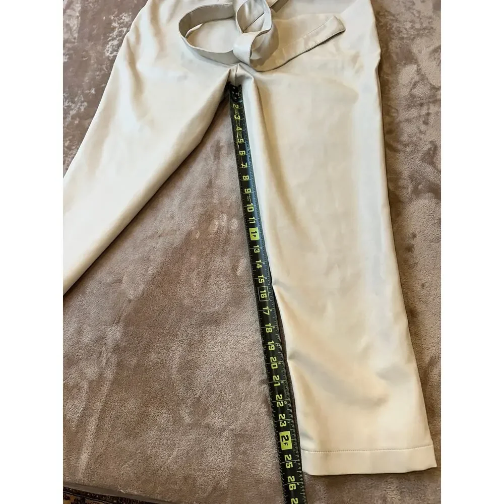 Bagatelle Collection Faux Leather Paperbag Pants Belted Tapered Beige Womens S